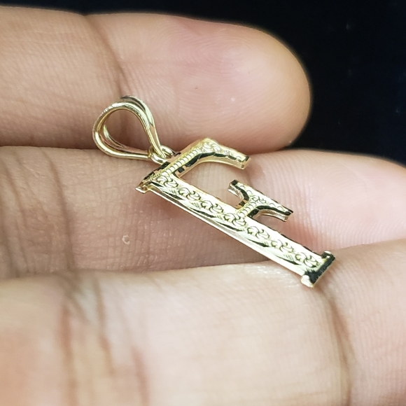 10kt Gold Letter F Pendant - Picture 11 of 11